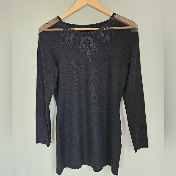 Vintage Wool + acrylic longsleeve black shirt, size 5 - Picture 2 of 7